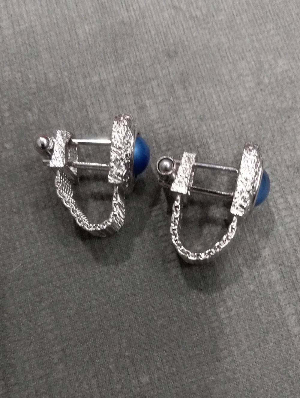 Silver Men’s Textured Clip-On Cufflinks - Silver